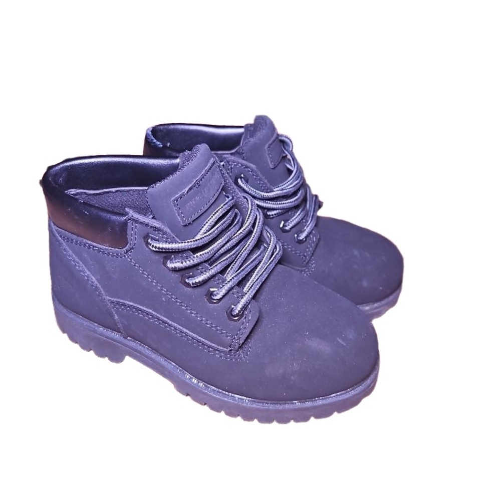 Phat Farm Retro Kids AnkleHigh LaceUp Boots US 1 Black Padded Collar Streetwear